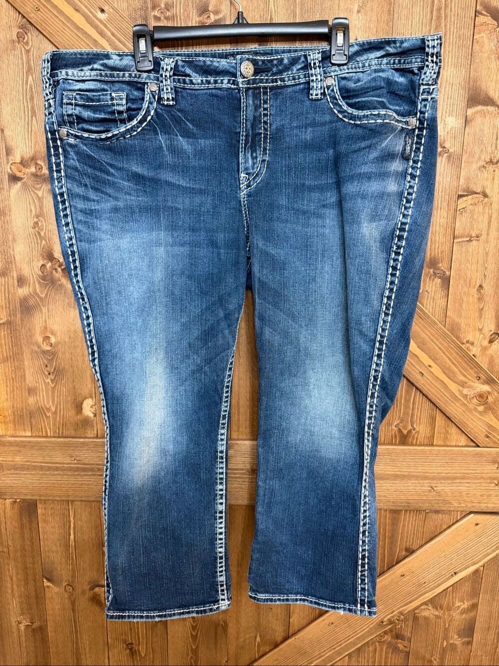 Silver Jeans Co Suki Mid Capri 22/22.5 Plus Size Dark Wash 42x23.5(9477)